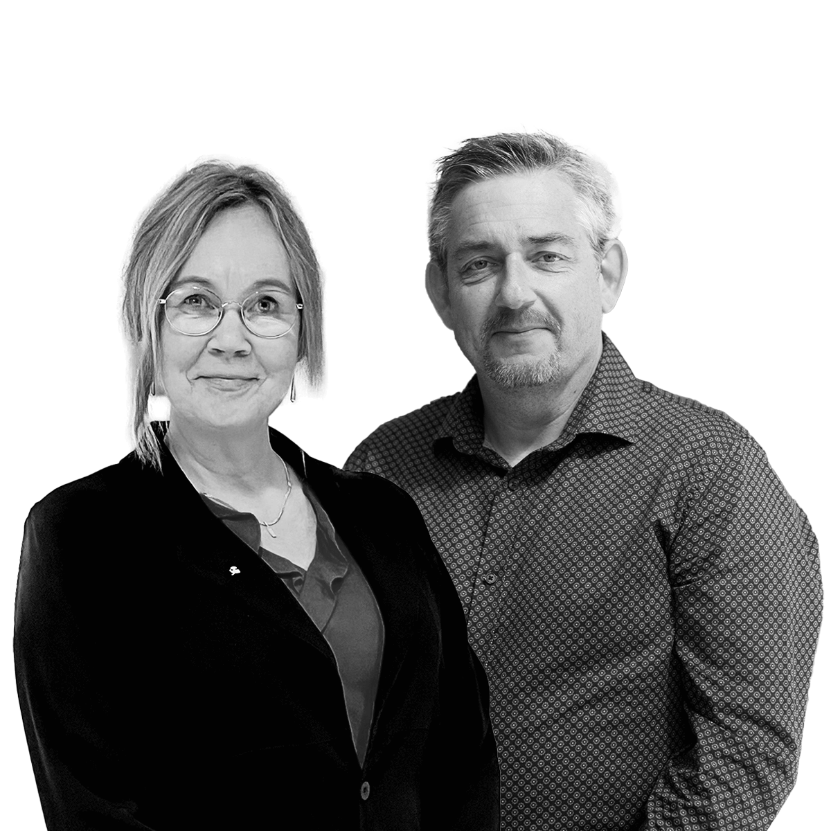 Porträttbild av ordförande Lena och regionchef Torbjörn.